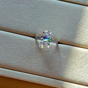 Solid 14k gold 2.01ct (G VVS2) lab oval diamond ring with side lab diamond